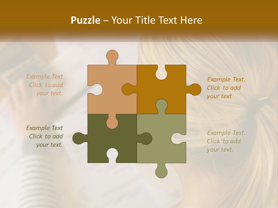 A Woman Sitting At A Desk With A Calculator PowerPoint Template