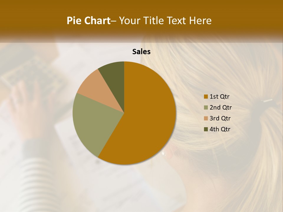 A Woman Sitting At A Desk With A Calculator PowerPoint Template