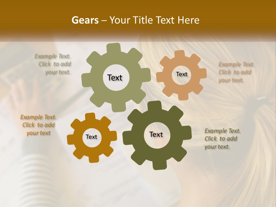 A Woman Sitting At A Desk With A Calculator PowerPoint Template