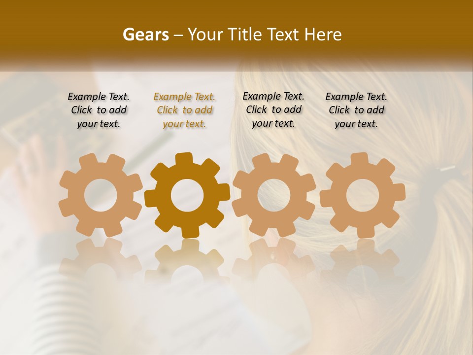 A Woman Sitting At A Desk With A Calculator PowerPoint Template