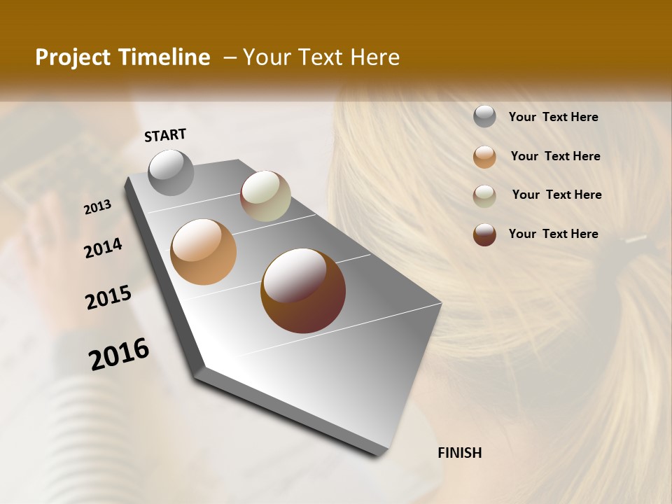A Woman Sitting At A Desk With A Calculator PowerPoint Template