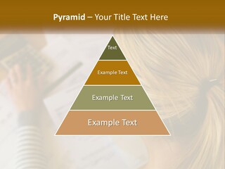 A Woman Sitting At A Desk With A Calculator PowerPoint Template
