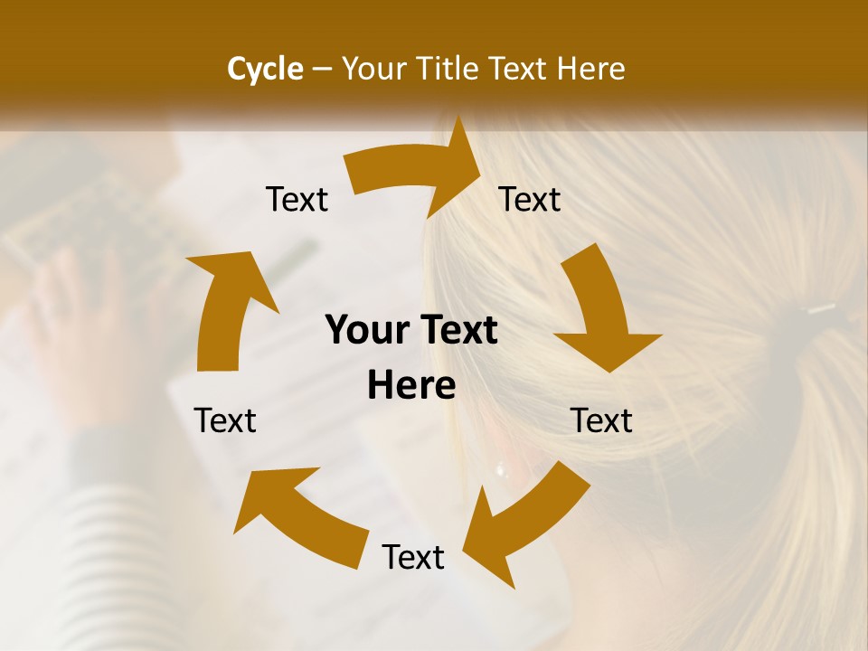 A Woman Sitting At A Desk With A Calculator PowerPoint Template