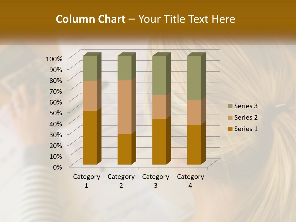 A Woman Sitting At A Desk With A Calculator PowerPoint Template