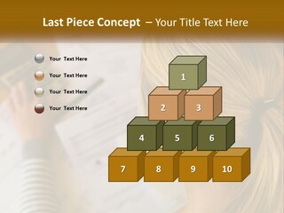 A Woman Sitting At A Desk With A Calculator PowerPoint Template