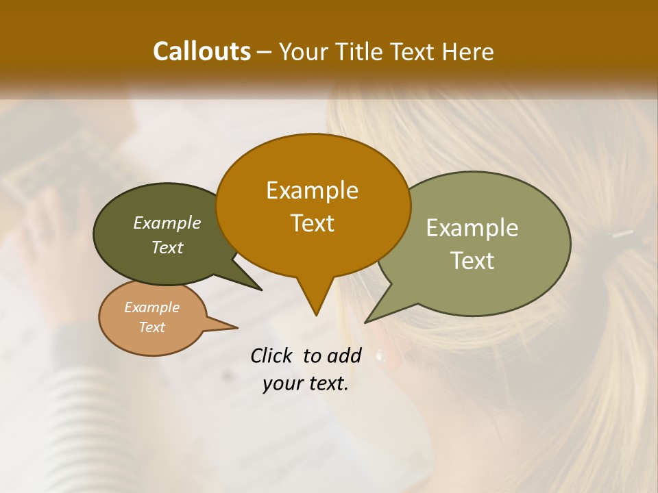 A Woman Sitting At A Desk With A Calculator PowerPoint Template