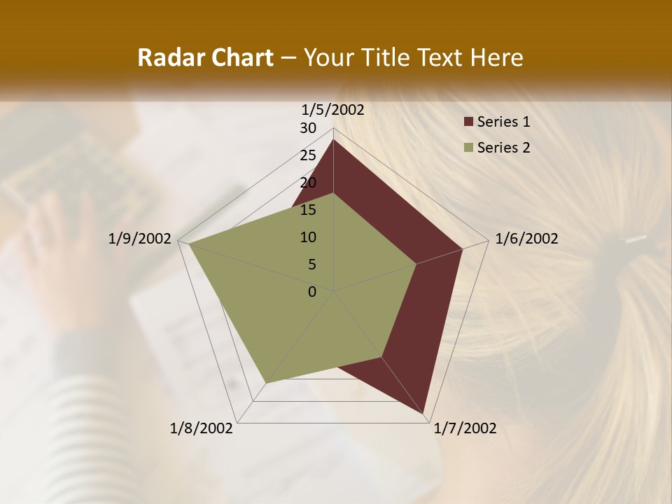 A Woman Sitting At A Desk With A Calculator PowerPoint Template