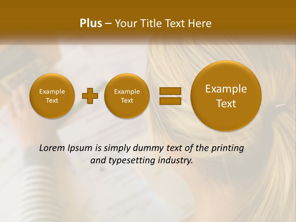 A Woman Sitting At A Desk With A Calculator PowerPoint Template