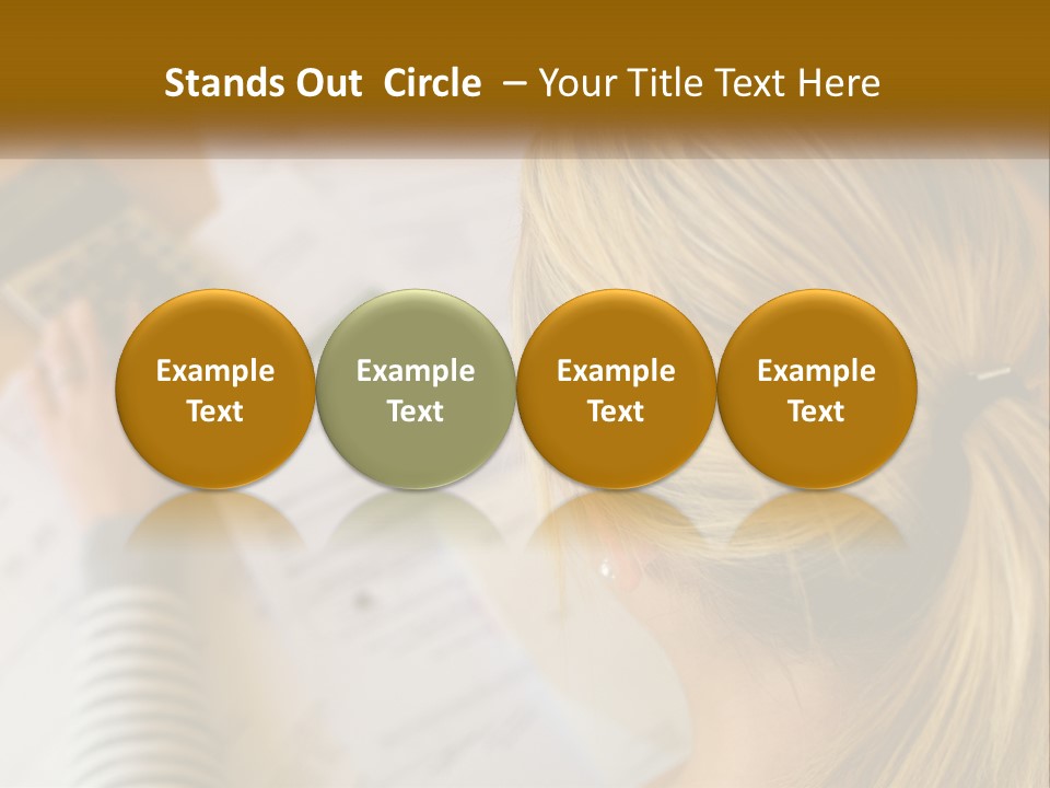 A Woman Sitting At A Desk With A Calculator PowerPoint Template