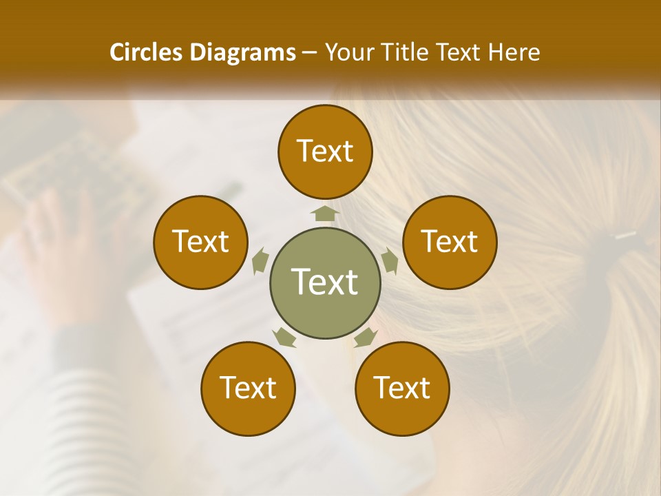 A Woman Sitting At A Desk With A Calculator PowerPoint Template