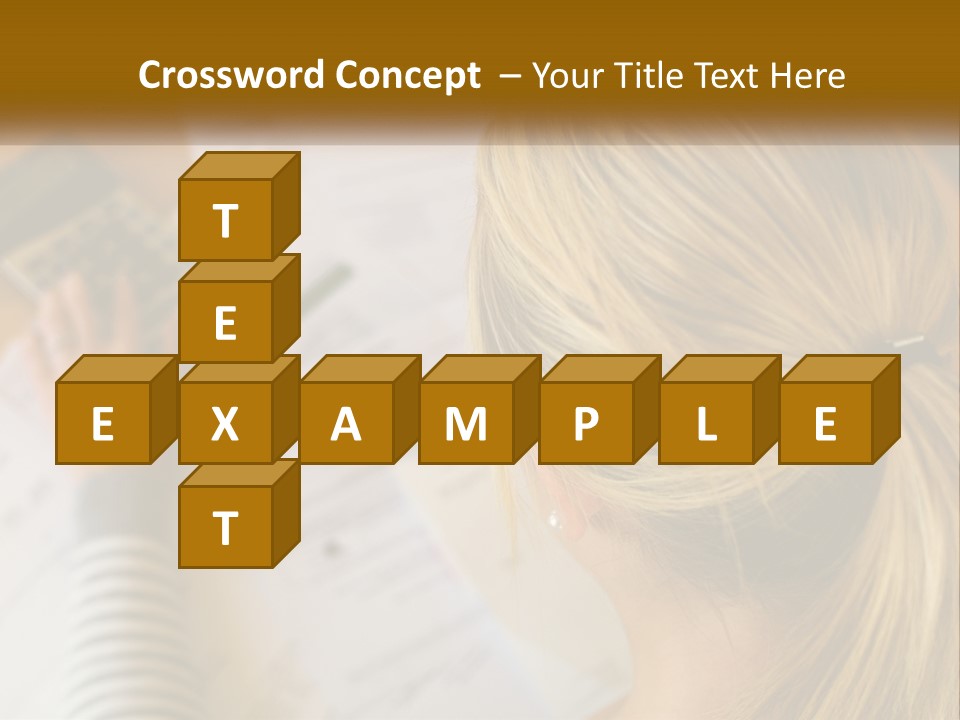 A Woman Sitting At A Desk With A Calculator PowerPoint Template