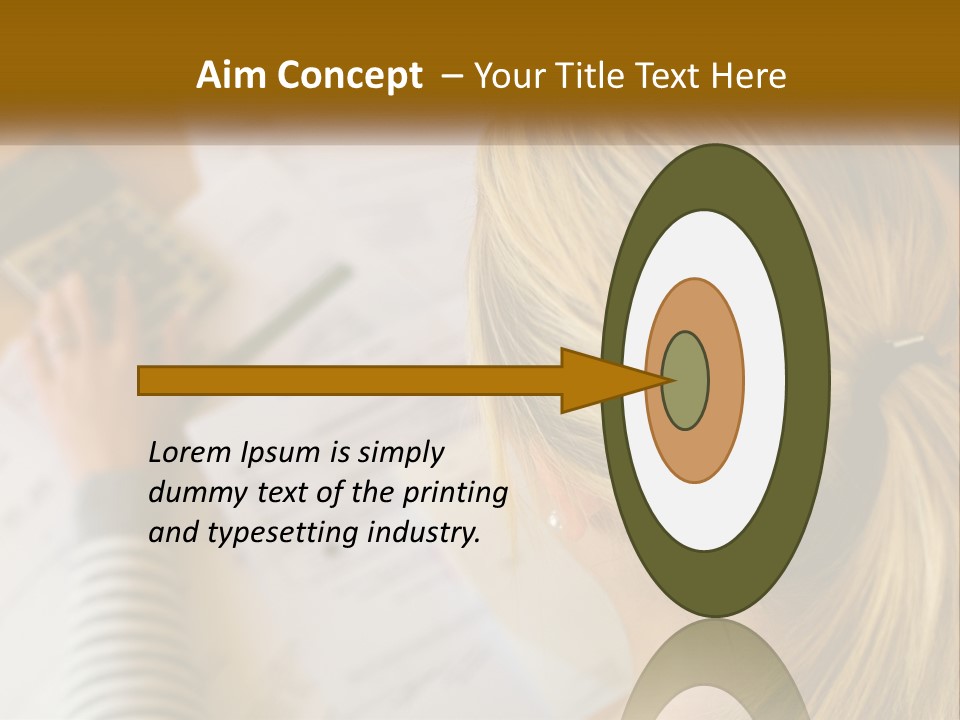 A Woman Sitting At A Desk With A Calculator PowerPoint Template