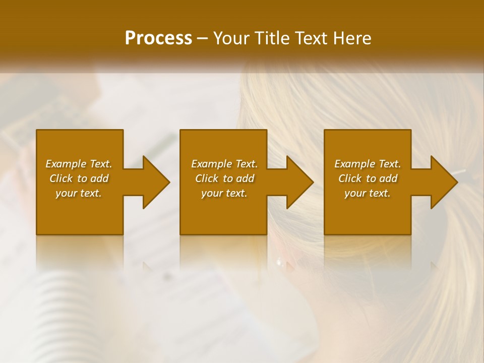 A Woman Sitting At A Desk With A Calculator PowerPoint Template