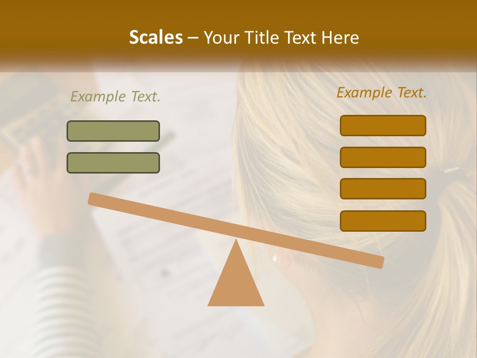 A Woman Sitting At A Desk With A Calculator PowerPoint Template