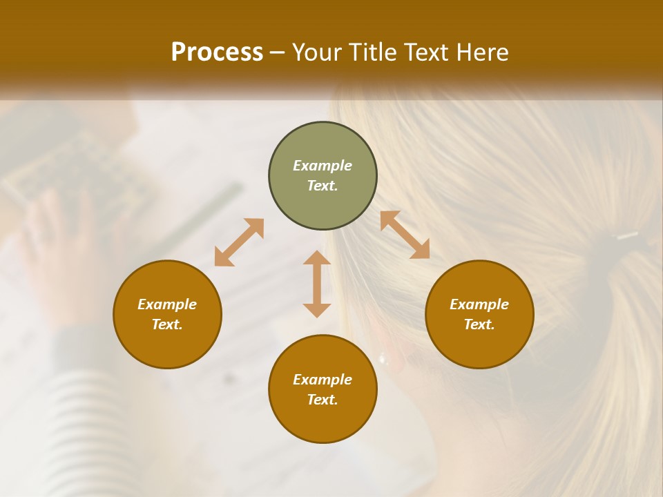 A Woman Sitting At A Desk With A Calculator PowerPoint Template