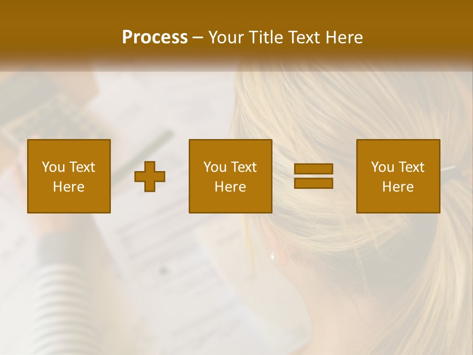 A Woman Sitting At A Desk With A Calculator PowerPoint Template
