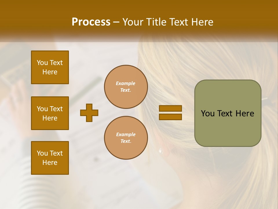A Woman Sitting At A Desk With A Calculator PowerPoint Template