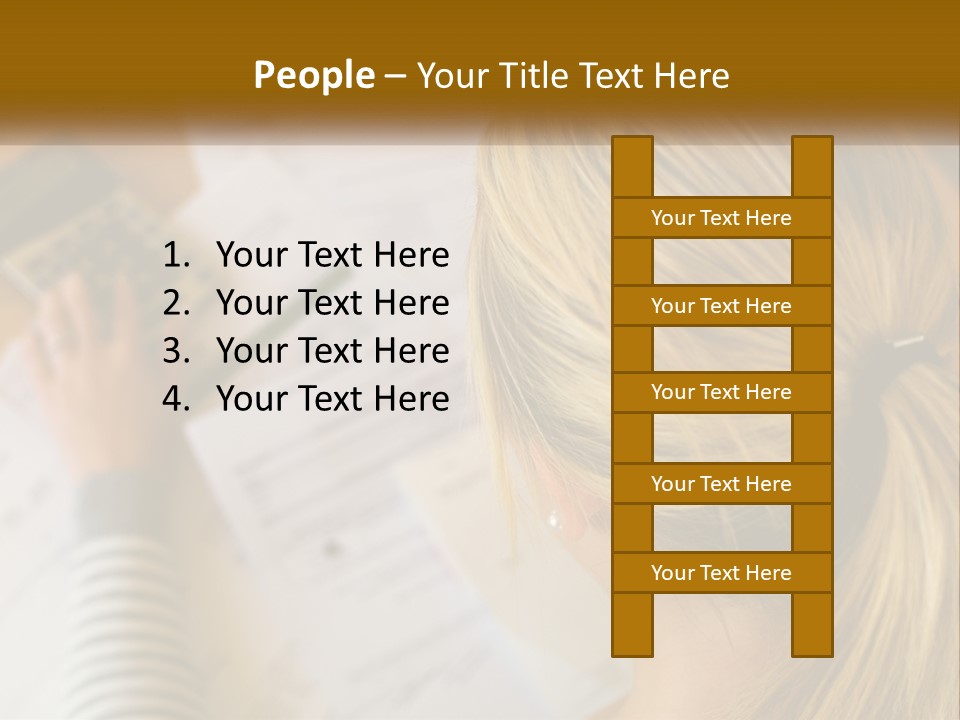 A Woman Sitting At A Desk With A Calculator PowerPoint Template