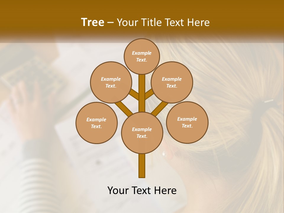 A Woman Sitting At A Desk With A Calculator PowerPoint Template