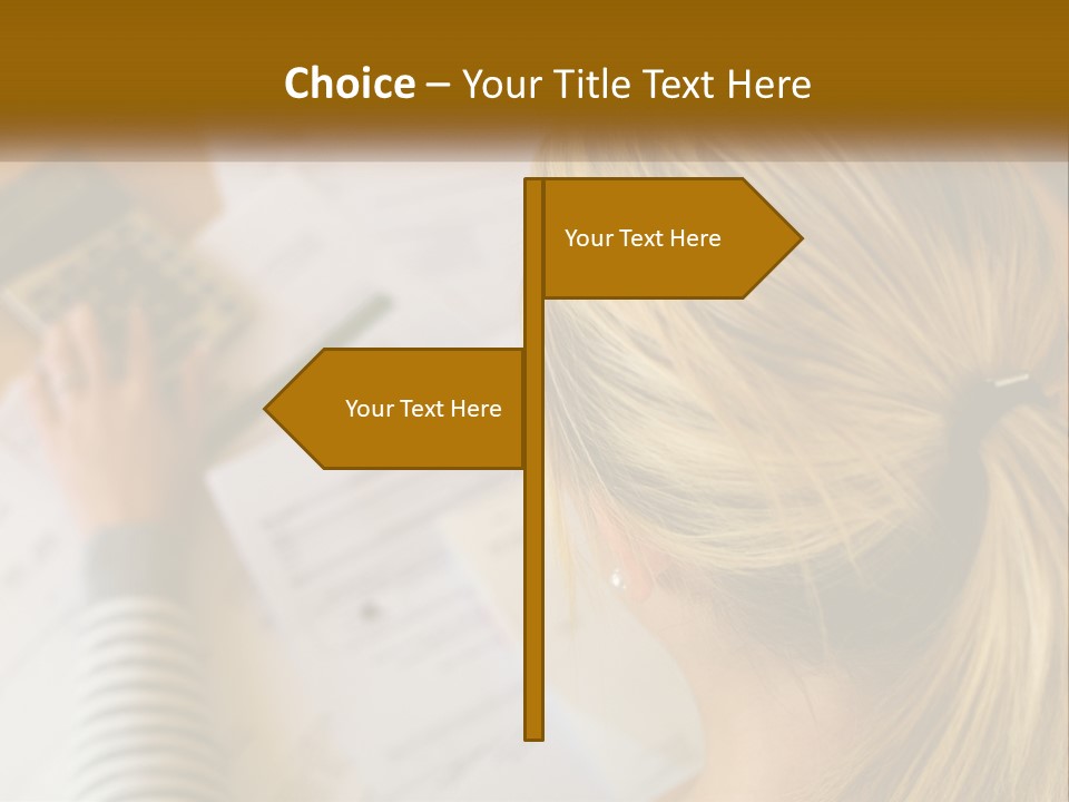 A Woman Sitting At A Desk With A Calculator PowerPoint Template
