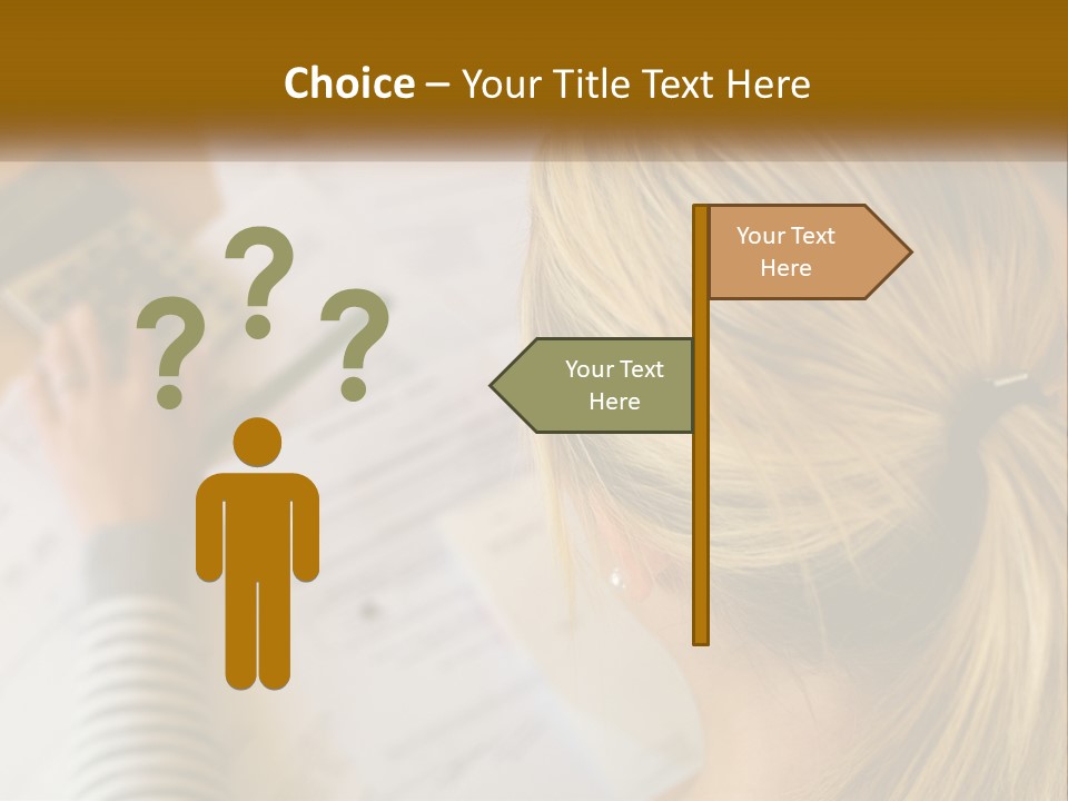 A Woman Sitting At A Desk With A Calculator PowerPoint Template