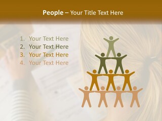 A Woman Sitting At A Desk With A Calculator PowerPoint Template