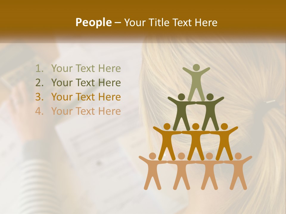 A Woman Sitting At A Desk With A Calculator PowerPoint Template