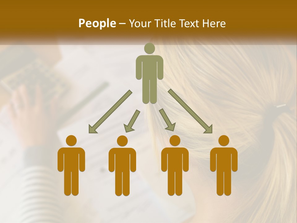 A Woman Sitting At A Desk With A Calculator PowerPoint Template