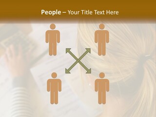 A Woman Sitting At A Desk With A Calculator PowerPoint Template