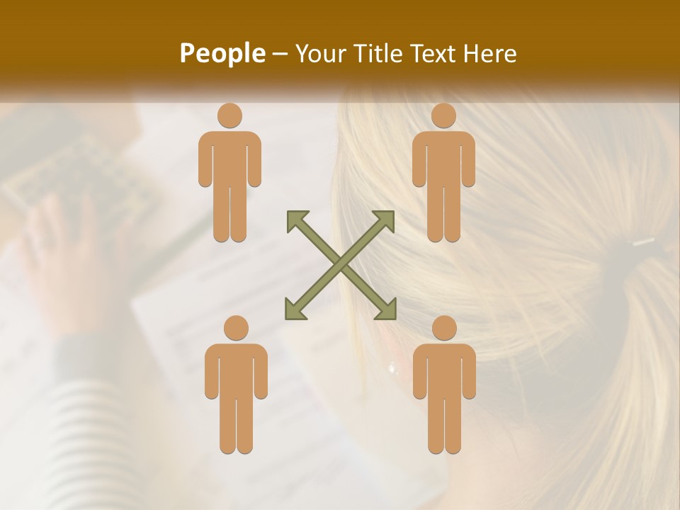 A Woman Sitting At A Desk With A Calculator PowerPoint Template