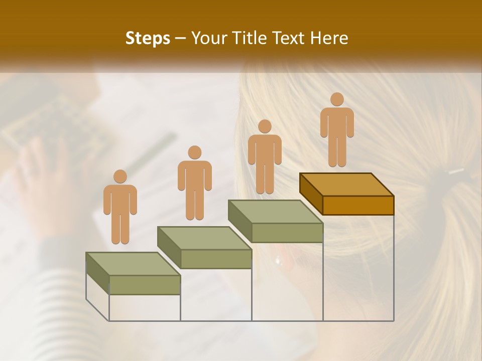 A Woman Sitting At A Desk With A Calculator PowerPoint Template