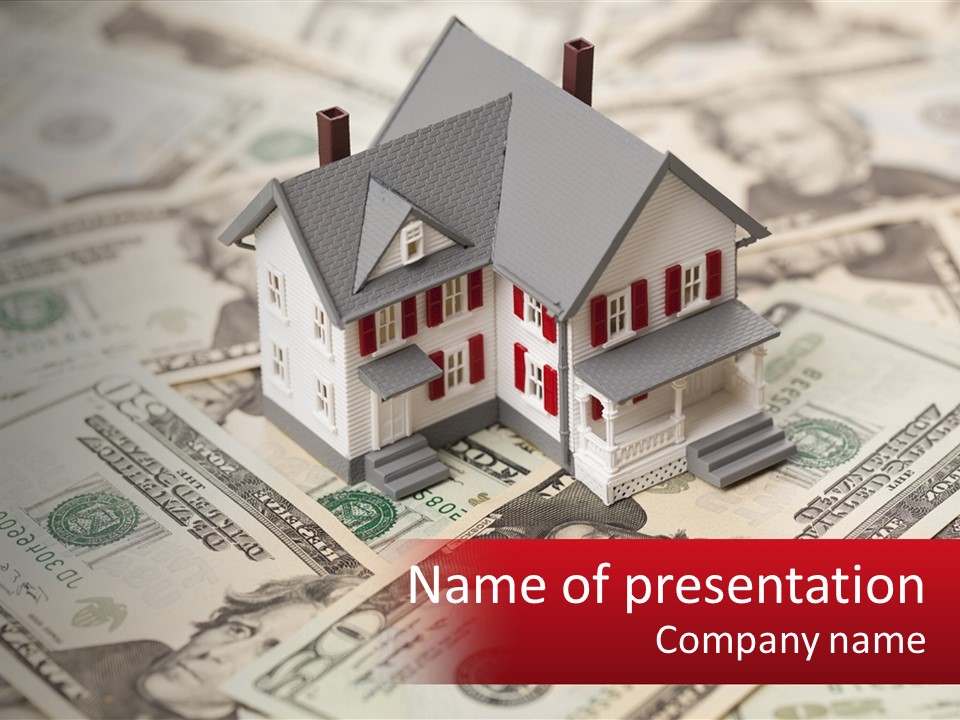 A House Sitting On Top Of A Pile Of Money PowerPoint Template