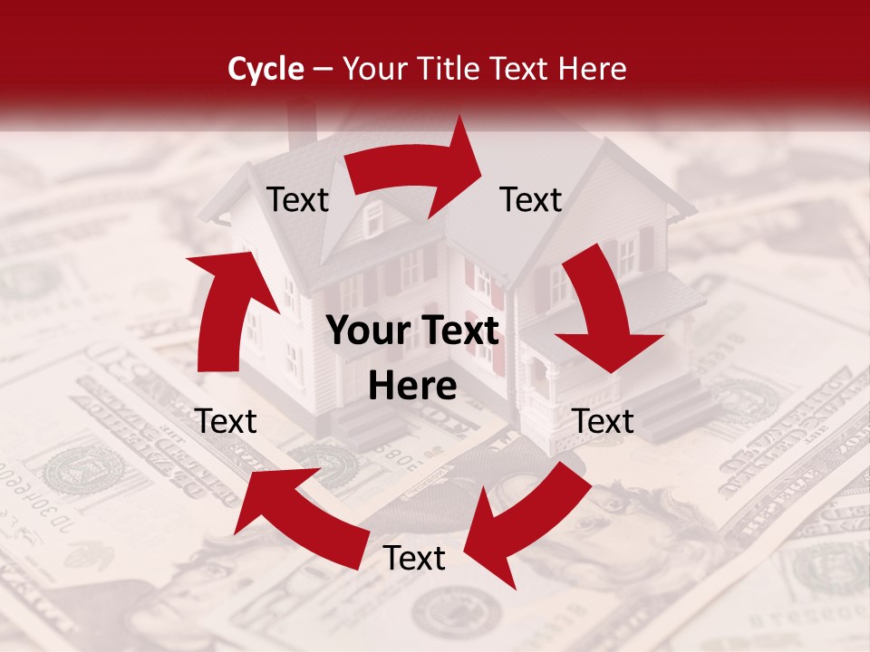 A House Sitting On Top Of A Pile Of Money PowerPoint Template