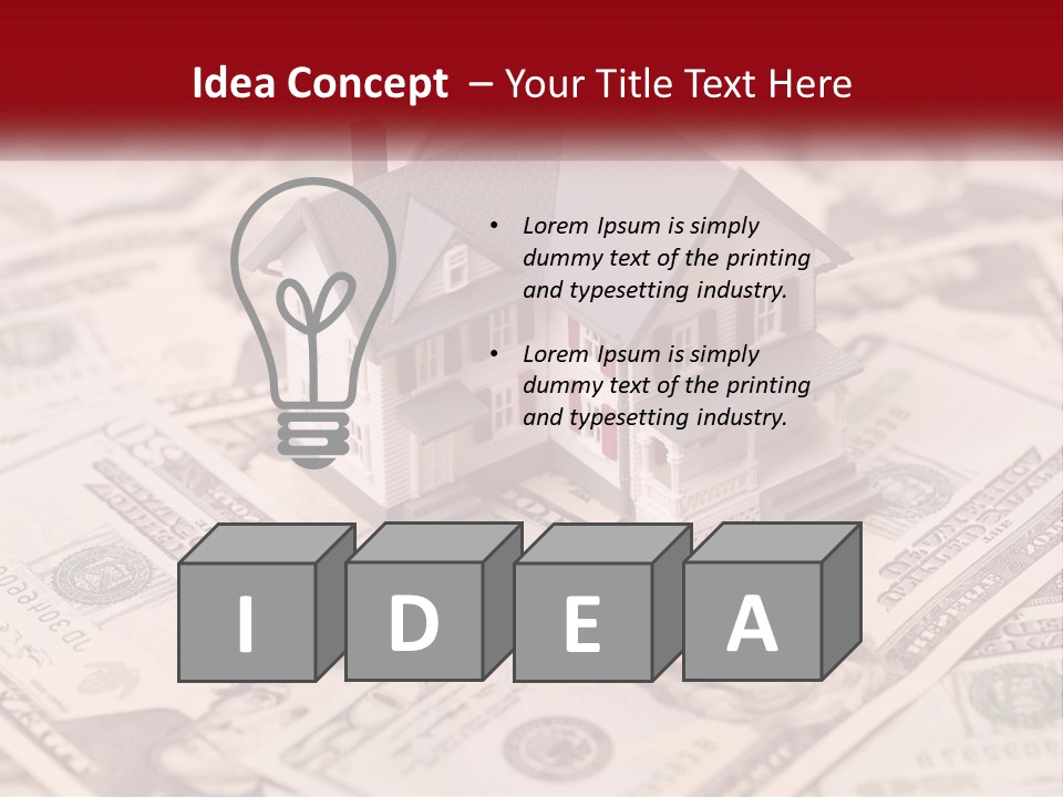 A House Sitting On Top Of A Pile Of Money PowerPoint Template