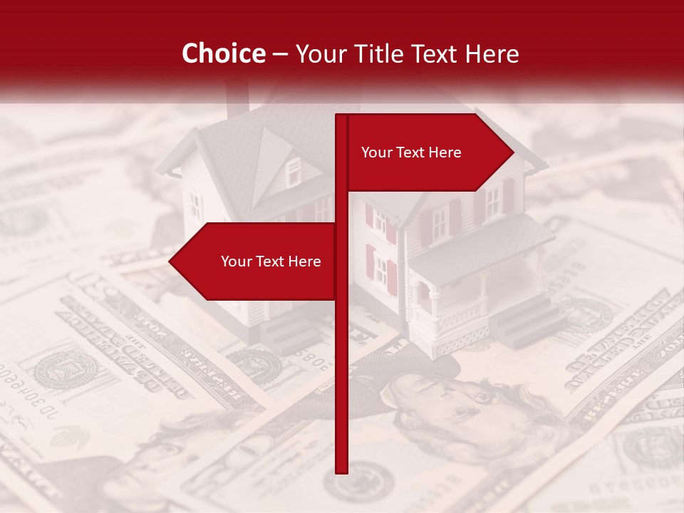 A House Sitting On Top Of A Pile Of Money PowerPoint Template