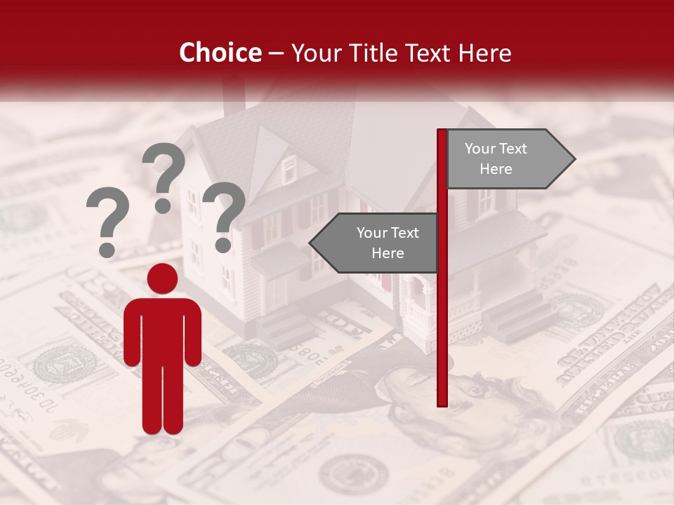 A House Sitting On Top Of A Pile Of Money PowerPoint Template