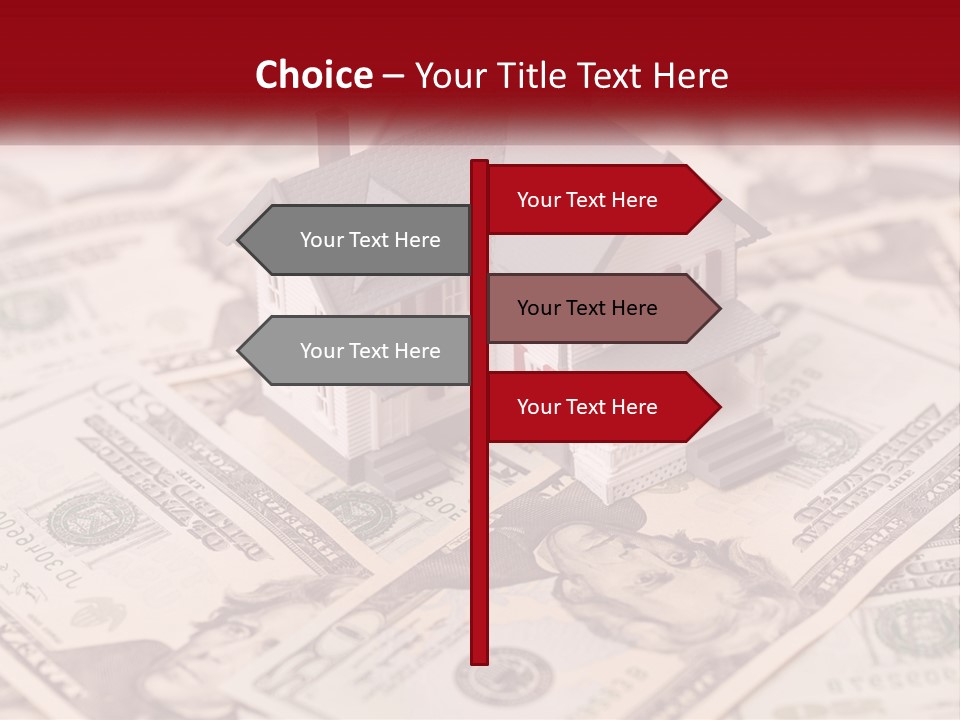 A House Sitting On Top Of A Pile Of Money PowerPoint Template