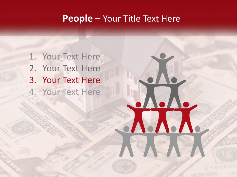 A House Sitting On Top Of A Pile Of Money PowerPoint Template