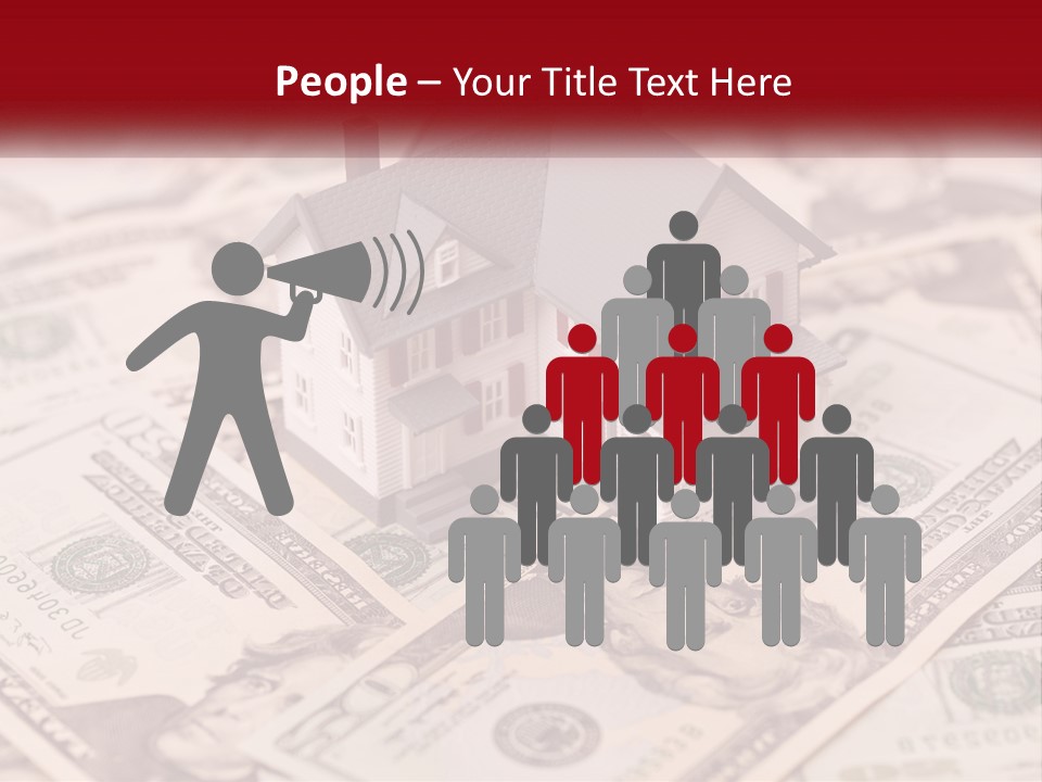 A House Sitting On Top Of A Pile Of Money PowerPoint Template