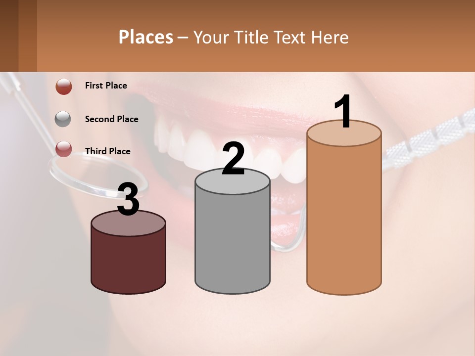 A Woman Smiling With A Toothbrush In Her Mouth PowerPoint Template