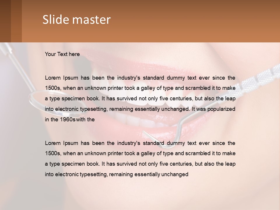 A Woman Smiling With A Toothbrush In Her Mouth PowerPoint Template