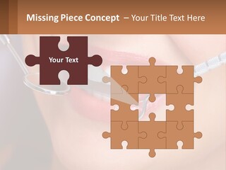 A Woman Smiling With A Toothbrush In Her Mouth PowerPoint Template