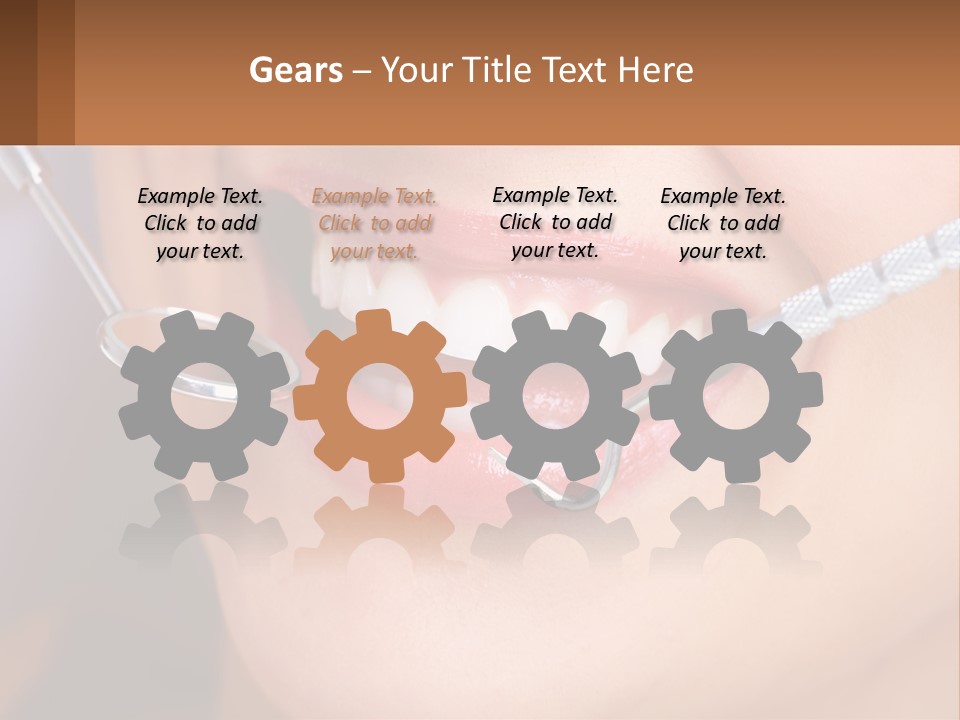 A Woman Smiling With A Toothbrush In Her Mouth PowerPoint Template