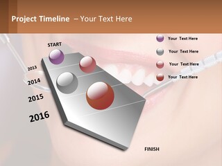 A Woman Smiling With A Toothbrush In Her Mouth PowerPoint Template