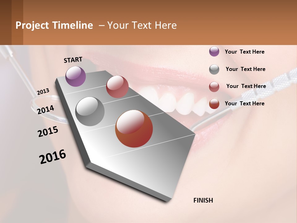 A Woman Smiling With A Toothbrush In Her Mouth PowerPoint Template