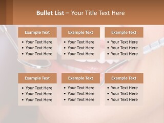 A Woman Smiling With A Toothbrush In Her Mouth PowerPoint Template