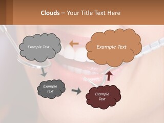 A Woman Smiling With A Toothbrush In Her Mouth PowerPoint Template