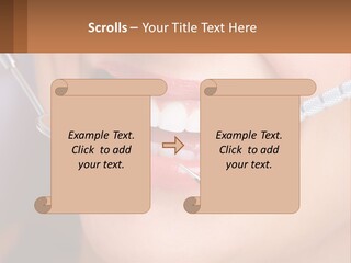 A Woman Smiling With A Toothbrush In Her Mouth PowerPoint Template