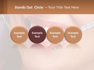 A Woman Smiling With A Toothbrush In Her Mouth PowerPoint Template