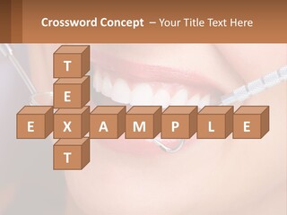 A Woman Smiling With A Toothbrush In Her Mouth PowerPoint Template